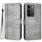For Realme C75 4G / 14x 5G Global Line Splicing Buckle Retro Leather Phone Case(Grey) - 2