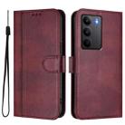 For Realme C75 4G / 14x 5G Global Line Splicing Buckle Retro Leather Phone Case(Wine Red) - 2