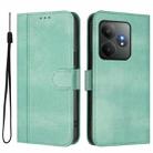 For Realme GT 6 5G / GT 6T 5G Global Line Splicing Buckle Retro Leather Phone Case(Mint) - 2