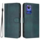 For Realme GT Neo 3 Line Splicing Buckle Retro Leather Phone Case(Dark Green) - 2