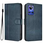 For Realme GT Neo 3 Line Splicing Buckle Retro Leather Phone Case(Dark Blue) - 2