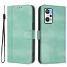For Realme GT Neo 3T Line Splicing Buckle Retro Leather Phone Case(Mint) - 2