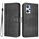 For Realme GT Neo 3T Line Splicing Buckle Retro Leather Phone Case(Black) - 2