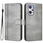For Realme GT Neo 3T Line Splicing Buckle Retro Leather Phone Case(Grey) - 2