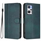 For Realme GT Neo 3T Line Splicing Buckle Retro Leather Phone Case(Dark Green) - 2