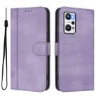 For Realme GT Neo 3T Line Splicing Buckle Retro Leather Phone Case(Purple) - 2