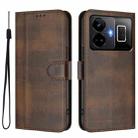 For Realme GT3 5G / GT Neo 5 240W Line Splicing Buckle Retro Leather Phone Case(Brown) - 2