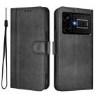 For Realme GT5 240W / GT5 Line Splicing Buckle Retro Leather Phone Case(Black) - 2