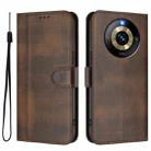 For Realme Narzo 60 Pro Global Line Splicing Buckle Retro Leather Phone Case(Brown) - 2