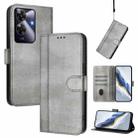 For Realme Note 60 4G Global / C61 4G India Line Splicing Buckle Retro Leather Phone Case(Grey) - 1