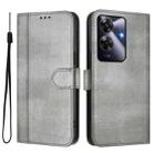 For Realme Note 60 4G Global / C61 4G India Line Splicing Buckle Retro Leather Phone Case(Grey) - 2