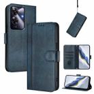 For Realme Note 60 4G Global / C61 4G India Line Splicing Buckle Retro Leather Phone Case(Dark Blue) - 1