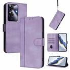 For Realme Note 60 4G Global / C61 4G India Line Splicing Buckle Retro Leather Phone Case(Purple) - 1