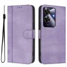 For Realme Note 60 4G Global / C61 4G India Line Splicing Buckle Retro Leather Phone Case(Purple) - 2