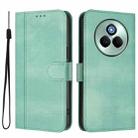 For Realme P3 Pro 5G Global Line Splicing Buckle Retro Leather Phone Case(Mint) - 2