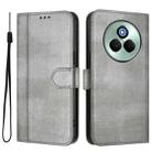 For Realme P3 Pro 5G Global Line Splicing Buckle Retro Leather Phone Case(Grey) - 2