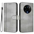For Realme 14 Pro+ 5G Line Splicing Buckle Retro Leather Phone Case(Grey) - 2