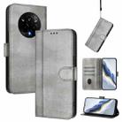 For Realme 14 Pro 5G India Line Splicing Buckle Retro Leather Phone Case(Grey) - 1