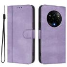For Realme 14 Pro 5G India Line Splicing Buckle Retro Leather Phone Case(Purple) - 2