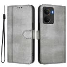 For Realme P3 5G Line Splicing Buckle Retro Leather Phone Case(Grey) - 2