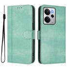 For Realme 14 5G / 14T 5G Global Line Splicing Buckle Retro Leather Phone Case(Mint) - 2