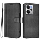 For Realme 14 5G / 14T 5G Global Line Splicing Buckle Retro Leather Phone Case(Black) - 2