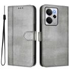 For Realme 14 5G / 14T 5G Global Line Splicing Buckle Retro Leather Phone Case(Grey) - 2