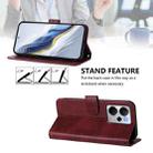 For Realme 14 5G / 14T 5G Global Line Splicing Buckle Retro Leather Phone Case(Wine Red) - 3