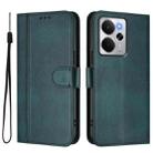 For Realme 14 5G / 14T 5G Global Line Splicing Buckle Retro Leather Phone Case(Dark Green) - 2