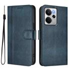 For Realme 14 5G / 14T 5G Global Line Splicing Buckle Retro Leather Phone Case(Dark Blue) - 2