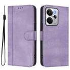 For Realme 14 5G / 14T 5G Global Line Splicing Buckle Retro Leather Phone Case(Purple) - 2