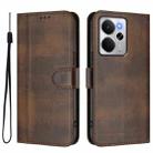 For Realme 14 5G / 14T 5G Global Line Splicing Buckle Retro Leather Phone Case(Brown) - 2