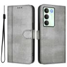 For Realme V70 5G / C75 5G Line Splicing Buckle Retro Leather Phone Case(Grey) - 2