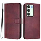 For Realme V70 5G / C75 5G Line Splicing Buckle Retro Leather Phone Case(Wine Red) - 2