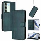For Realme V70 5G / C75 5G Line Splicing Buckle Retro Leather Phone Case(Dark Green) - 1
