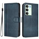 For Realme V70 5G / C75 5G Line Splicing Buckle Retro Leather Phone Case(Dark Blue) - 2