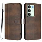 For Realme V70 5G / C75 5G Line Splicing Buckle Retro Leather Phone Case(Brown) - 2
