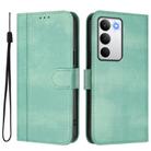 For Realme C71 4G Global Line Splicing Buckle Retro Leather Phone Case(Mint) - 2