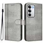 For Realme C71 4G Global Line Splicing Buckle Retro Leather Phone Case(Grey) - 2