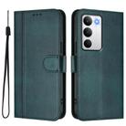 For Realme C71 4G Global Line Splicing Buckle Retro Leather Phone Case(Dark Green) - 2