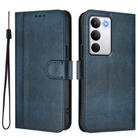 For Realme C71 4G Global Line Splicing Buckle Retro Leather Phone Case(Dark Blue) - 2