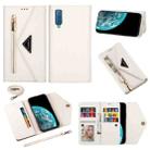 For Samsung Galaxy A7 (2018) / A750 Skin Feel Zipper Horizontal Flip Leather Case with Holder & Card Slots & Photo Frame & Lanyard & Long Rope(White) - 1