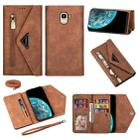 For Samsung Galaxy J6 (2018) Skin Feel Zipper Horizontal Flip Leather Case with Holder & Card Slots & Photo Frame & Lanyard & Long Rope(Brown) - 1