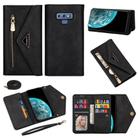 For Samsung Galaxy Note9 Skin Feel Zipper Horizontal Flip Leather Case with Holder & Card Slots & Photo Frame & Lanyard & Long Rope(Black) - 1