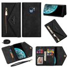 For Samsung Galaxy S9 Skin Feel Zipper Horizontal Flip Leather Case with Holder & Card Slots & Photo Frame & Lanyard & Long Rope(Black) - 1