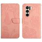 For itel Power 70 Skin Feel Butterfly Embossed Flip Leather Phone Case(Pink) - 1