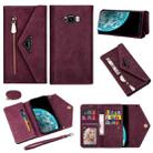 For Samsung Galaxy S8 Skin Feel Zipper Horizontal Flip Leather Case with Holder & Card Slots & Photo Frame & Lanyard & Long Rope(Wine Red) - 1