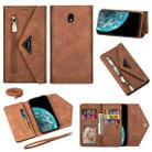 For Samsung Galaxy J7 (2017) / J730 EU Version Skin Feel Zipper Horizontal Flip Leather Case with Holder & Card Slots & Photo Frame & Lanyard & Long Rope(Brown) - 1