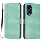 For OPPO A98 5G / F23 5G India Line Splicing Buckle Retro Leather Phone Case(Mint) - 2