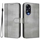 For OPPO A98 5G / F23 5G India Line Splicing Buckle Retro Leather Phone Case(Grey) - 2